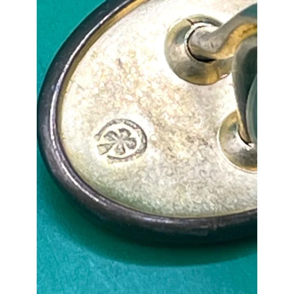 Antique Monogrammed EB Gold Tone Oval Cufflinks Etched Floral Art Deco Style